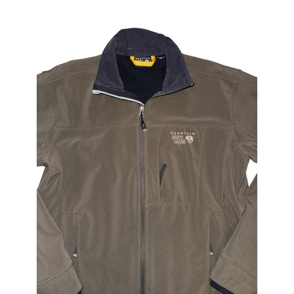 Mountain Hardwear Mens Medium Green Softshell Fleece Lined Full‎ Zip Jacket - Picture 1 of 11